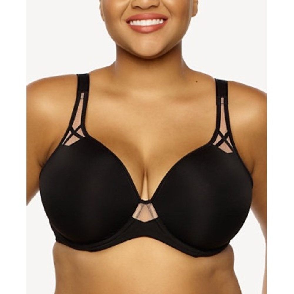 Black Underwire T-Shirt Bra with Decorative Straps